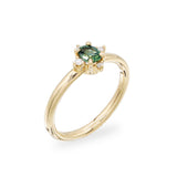 Romantic Heart Ring, Greenish Blue Sapphire & Diamonds