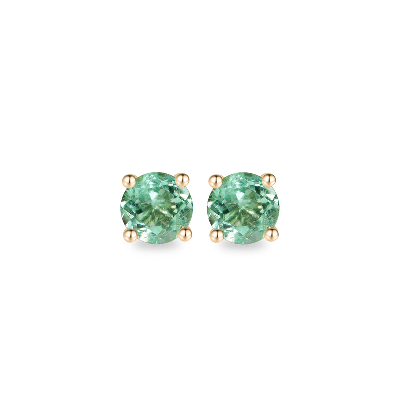Light Round Emerald Stud Earrings