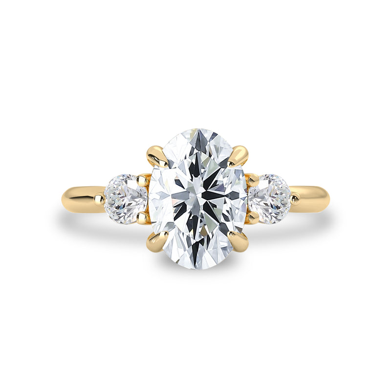 Oval Moissanite Three Stone Engagement Ring