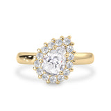 Queen Charlotte Island Pear Halo Ring, Moissanite With Diamond