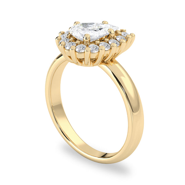 Queen Charlotte Island Pear Halo Ring, Moissanite With Diamond
