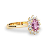 Stunning Belle Halo Ring, Pink Tourmaline & Diamonds