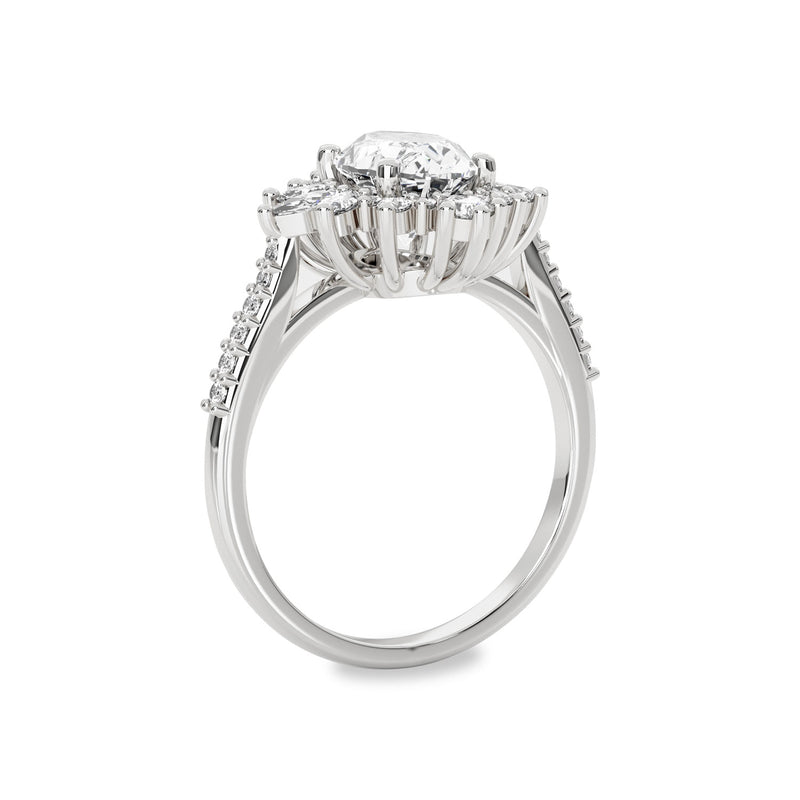 Mila Wings Halo Engagement Ring, Oval With Accent