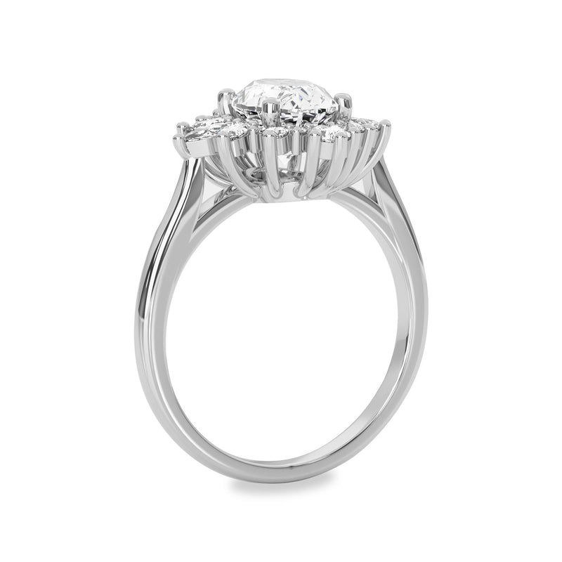 Mila Wings Halo Engagement Ring, Oval With Marquise