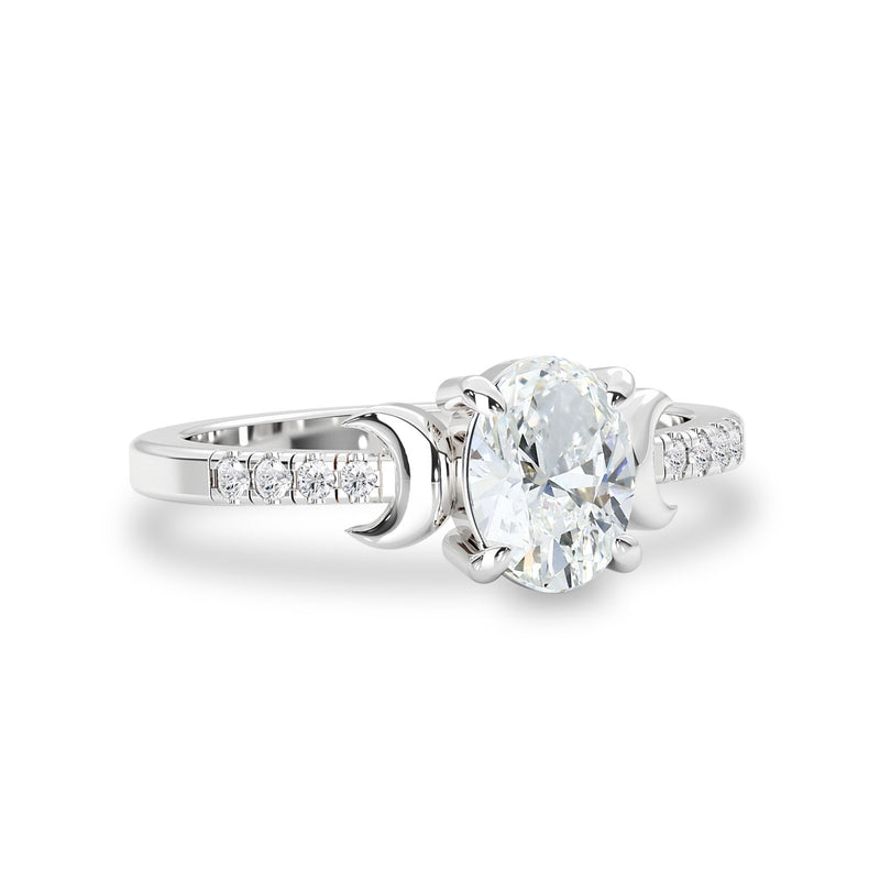 Whistler Moon Engagement Ring, Oval Brilliant With Pavé